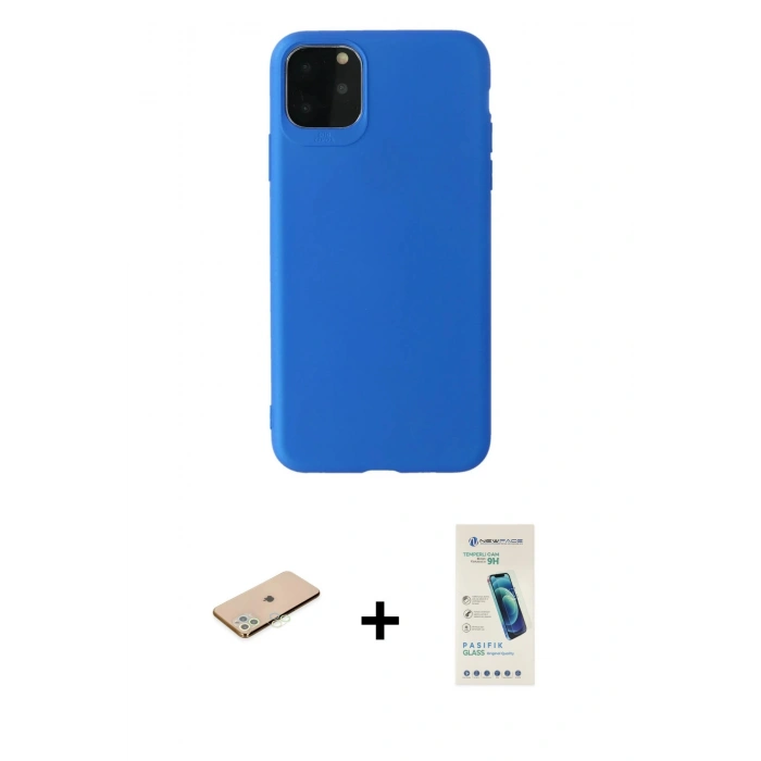 MARSİLYAN™- iPhone 11 Pro Max Kılıf Kozmos Yansıma Özel Seri - Şeffaf Pasifik Cam Ekran Koruyucu + Renkli Kamera Lens Koruma Cam - YL