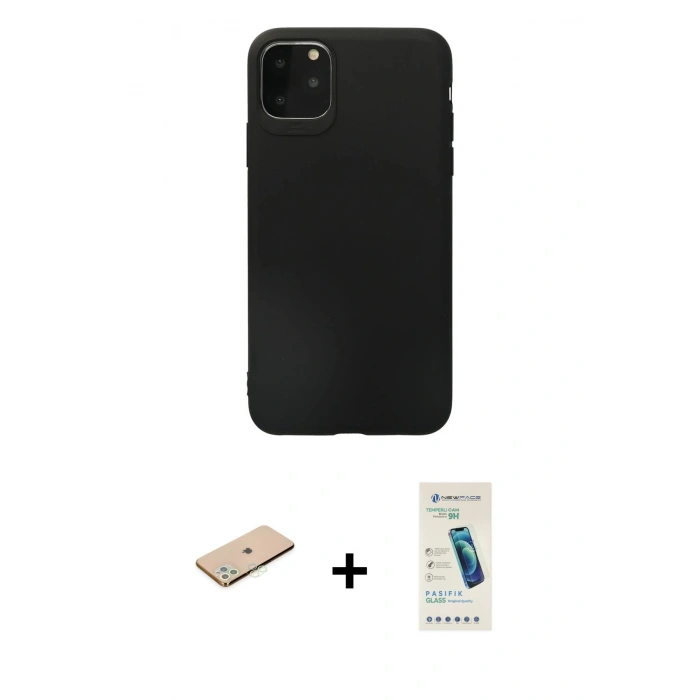 MARSİLYAN™- iPhone 11 Pro Max Kılıf Kozmos Yansıma Özel Seri - Şeffaf Pasifik Cam Ekran Koruyucu + Renkli Kamera Lens Koruma Cam - YL