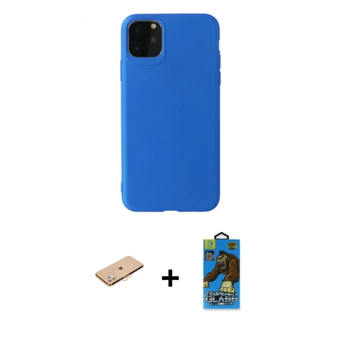 MARSİLYAN™- iPhone 11 Pro Max Kılıf Kozmos Yansıma Özel Seri - Siyah 18D Cam Ekran Koruyucu + Renkli Kamera Lens Koruma Cam - TU