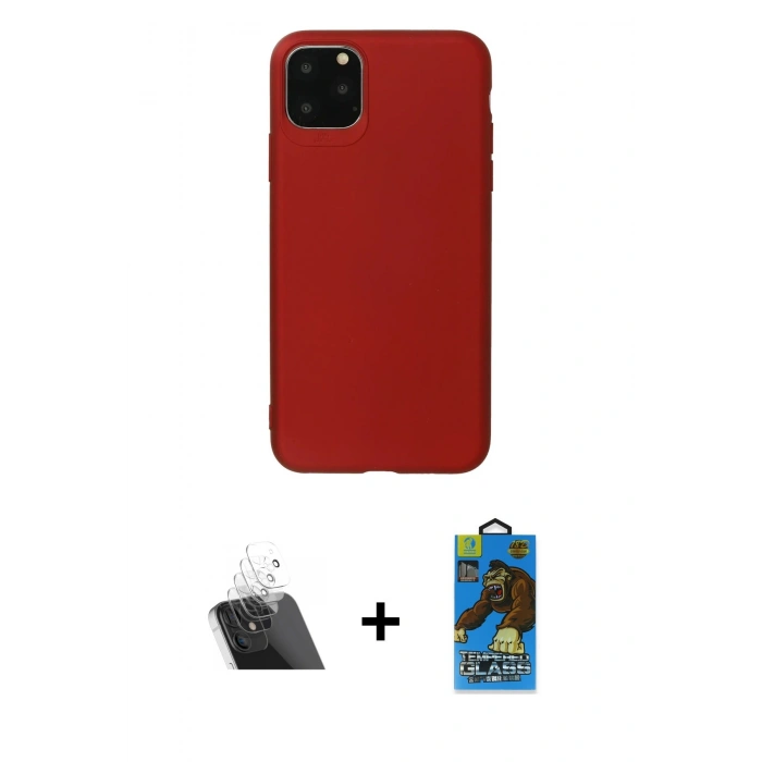 MARSİLYAN™- iPhone 11 Pro Max Kılıf Kozmos Yansıma Özel Seri - Siyah 18D Cam Ekran Koruyucu + Şeffaf Kamera Lens Koruma Cam
