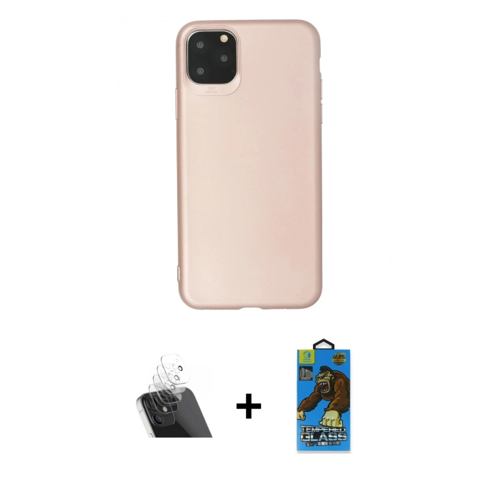 MARSİLYAN™- iPhone 11 Pro Max Kılıf Kozmos Yansıma Özel Seri - Siyah 18D Cam Ekran Koruyucu + Şeffaf Kamera Lens Koruma Cam