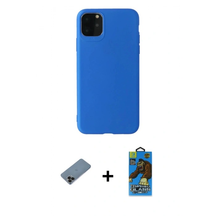 MARSİLYAN™- iPhone 11 Pro Max Kılıf Kozmos Yansıma Özel Seri - Siyah 18D Cam Ekran Koruyucu + Siyah Shine Kamera Lens Koruma Cam