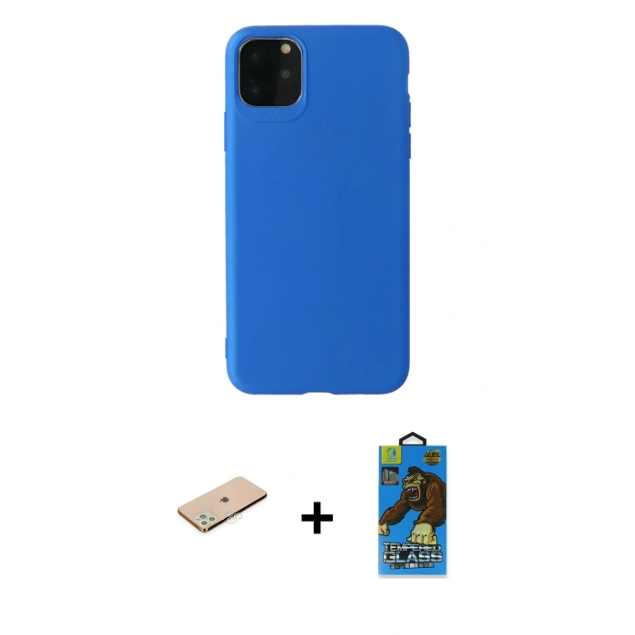MARSİLYAN™- iPhone 11 Pro Max Kılıf Kozmos Yansıma Özel Seri - Siyah 18D Cam Ekran Koruyucu + Yeşil Renkli Kamera Lens Koruma Cam