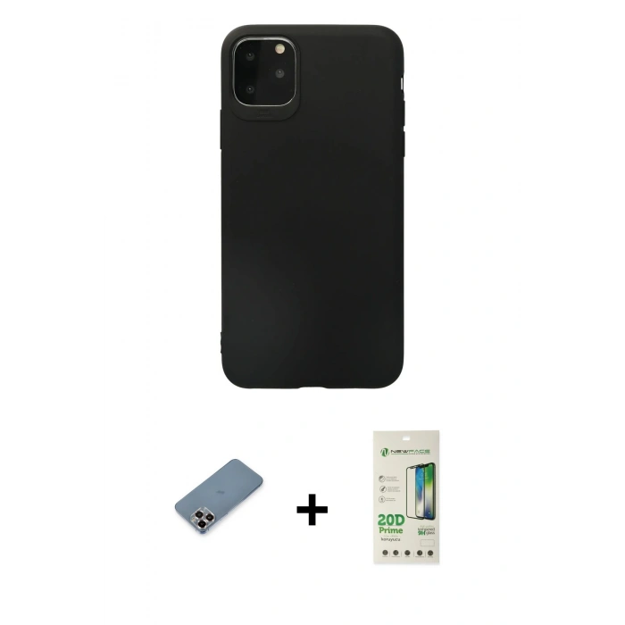 MARSİLYAN™- iPhone 11 Pro Max Kılıf Kozmos Yansıma Özel Seri - Siyah 20D Premium Cam Ekran Koruyucu + Metal Kamera Lens Koruma Cam - MR