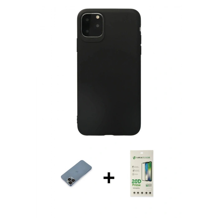MARSİLYAN™- iPhone 11 Pro Max Kılıf Kozmos Yansıma Özel Seri - Siyah 20D Premium Cam Ekran Koruyucu + Metal Kamera Lens Koruma Cam - SH