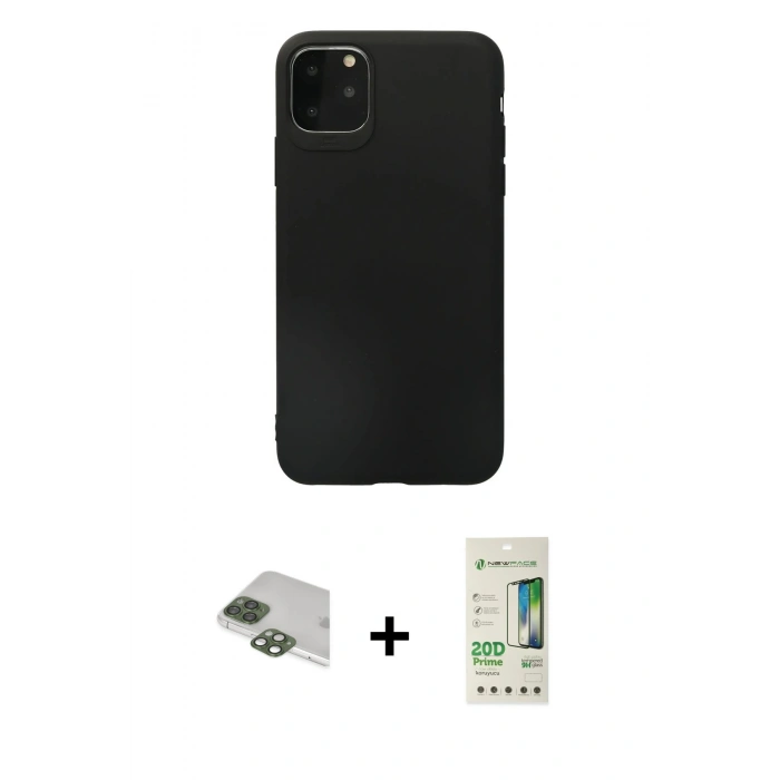 MARSİLYAN™- iPhone 11 Pro Max Kılıf Kozmos Yansıma Özel Seri - Siyah 20D Premium Cam Ekran Koruyucu + Pers Alüminyum Kamera Lens - YL