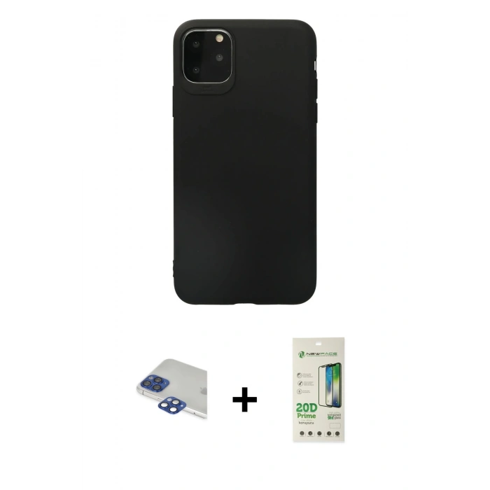 MARSİLYAN™- iPhone 11 Pro Max Kılıf Kozmos Yansıma Özel Seri - Siyah 20D Premium Cam Ekran Koruyucu + Pers Alüminyum Kamera Lens - LT