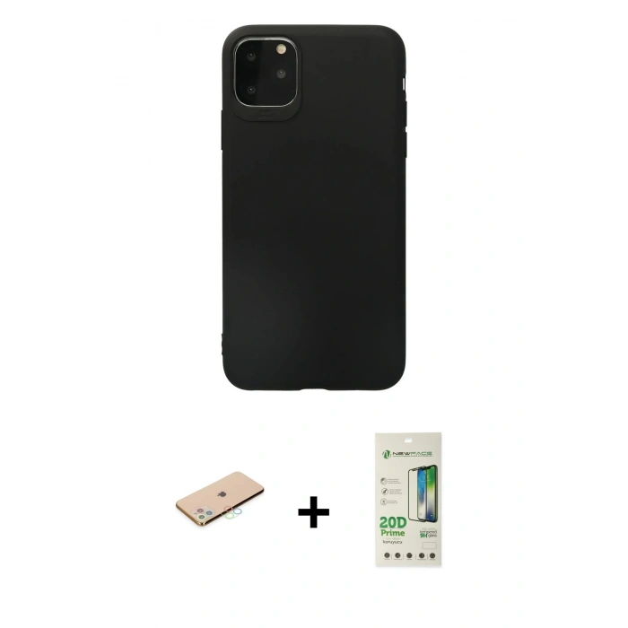 MARSİLYAN™- iPhone 11 Pro Max Kılıf Kozmos Yansıma Özel Seri - Siyah 20D Premium Cam Ekran Koruyucu + Renkli Kamera Lens Koruma Cam - MI