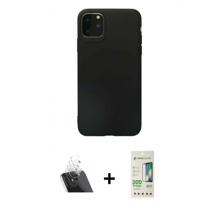 MARSİLYAN™- iPhone 11 Pro Max Kılıf Kozmos Yansıma Özel Seri - Siyah 20D Premium Cam Ekran Koruyucu + Şeffaf Kamera Lens Koruma Cam