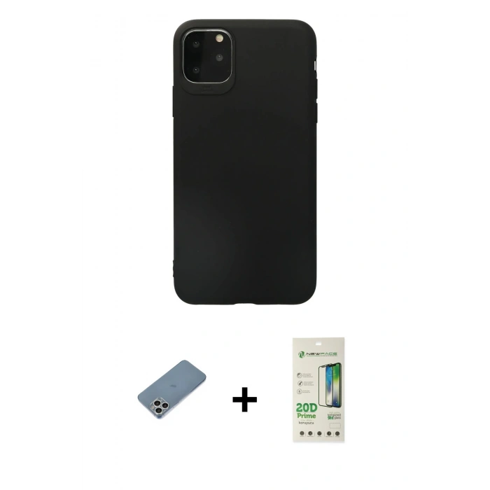 MARSİLYAN™- iPhone 11 Pro Max Kılıf Kozmos Yansıma Özel Seri - Siyah 20D Premium Cam Ekran Koruyucu + Shine Kamera Lens Koruma Cam - GS