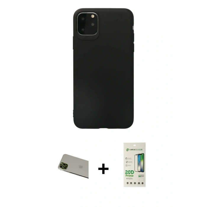 MARSİLYAN™- iPhone 11 Pro Max Kılıf Kozmos Yansıma Özel Seri - Siyah 20D Premium Cam Ekran Koruyucu + Yeşil Rainbow Kamera Lens Koruma Cam