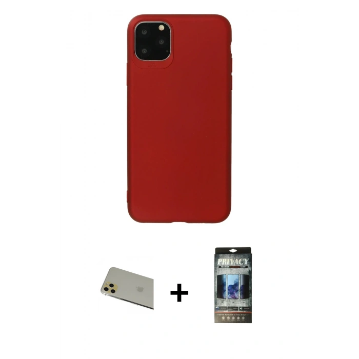 MARSİLYAN™- iPhone 11 Pro Max Kılıf Kozmos Yansıma Özel Seri - Siyah 34D Hayalet Izgaralı Cam + Rainbow Kamera Lens Koruma Cam - GD