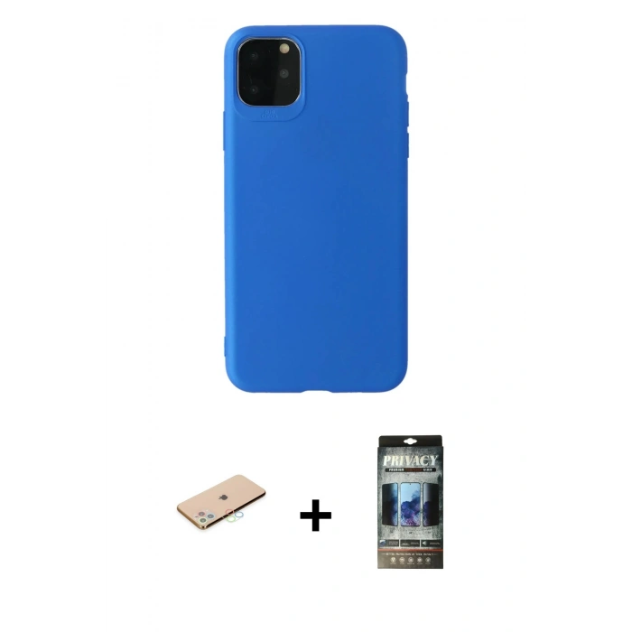 MARSİLYAN™- iPhone 11 Pro Max Kılıf Kozmos Yansıma Özel Seri - Siyah 34D Hayalet Izgaralı Cam + Renkli Kamera Lens Koruma Cam - MI