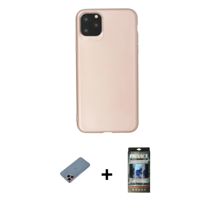 MARSİLYAN™- iPhone 11 Pro Max Kılıf Kozmos Yansıma Özel Seri - Siyah 34D Hayalet Izgaralı Cam + Shine Kamera Lens Koruma Cam - PE