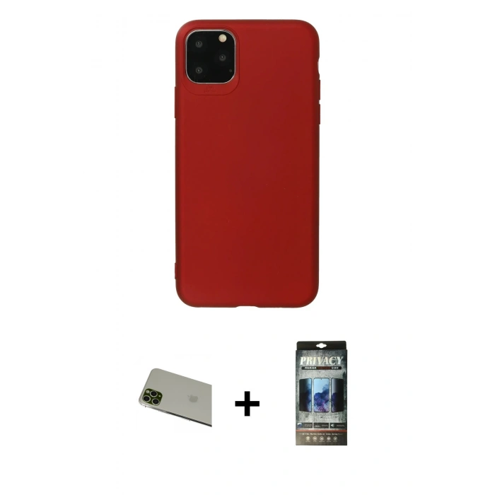 MARSİLYAN™- iPhone 11 Pro Max Kılıf Kozmos Yansıma Özel Seri - Siyah 34D Hayalet Izgaralı Cam + Rainbow Kamera Lens Koruma Cam - YL