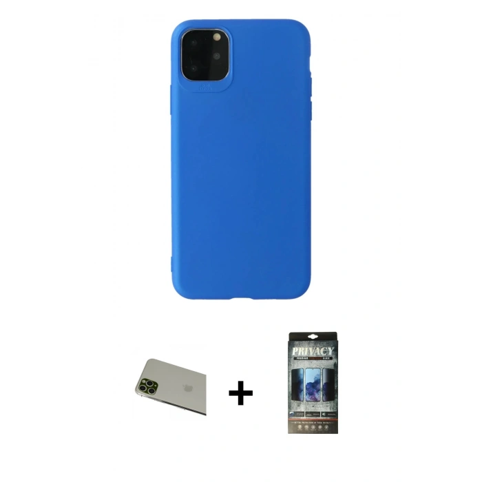 MARSİLYAN™- iPhone 11 Pro Max Kılıf Kozmos Yansıma Özel Seri - Siyah 34D Hayalet Izgaralı Cam + Rainbow Kamera Lens Koruma Cam - YL