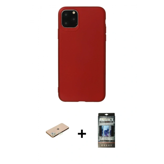 MARSİLYAN™- iPhone 11 Pro Max Kılıf Kozmos Yansıma Özel Seri - Siyah 34D Hayalet Izgaralı Cam + Renkli Kamera Lens Koruma Cam - YL