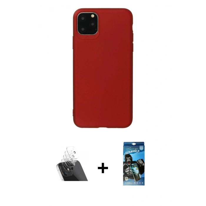 MARSİLYAN™- iPhone 11 Pro Max Kılıf Kozmos Yansıma Özel Seri - Siyah 34D Izgaralı Cam + Kamera Lens Koruma Cam - SF