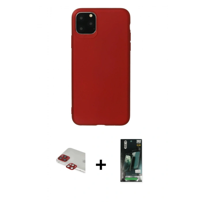 MARSİLYAN™- iPhone 11 Pro Max Kılıf Kozmos Yansıma Özel Seri - Siyah 360 Mat Full Body Arka Koruyucu + Pers Alüminyum Kamera Lens - KI