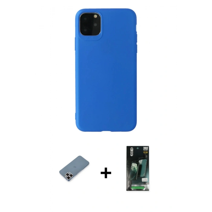 MARSİLYAN™- iPhone 11 Pro Max Kılıf Kozmos Yansıma Özel Seri - Siyah 360 Mat Full Body Arka Koruyucu + Metal Kamera Lens Koruma Cam - MR