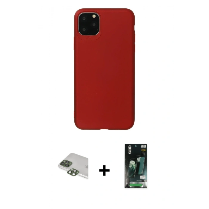 MARSİLYAN™- iPhone 11 Pro Max Kılıf Kozmos Yansıma Özel Seri - Siyah 360 Mat Full Body Arka Koruyucu + Pers Alüminyum Kamera Lens - YL