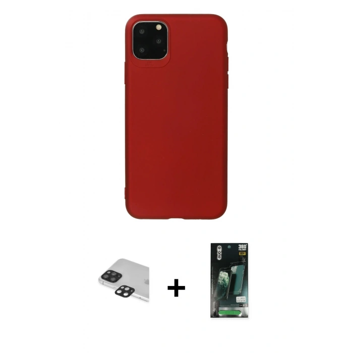 MARSİLYAN™- iPhone 11 Pro Max Kılıf Kozmos Yansıma Özel Seri - Siyah 360 Mat Full Body Arka Koruyucu + Pers Alüminyum Kamera Lens - SH