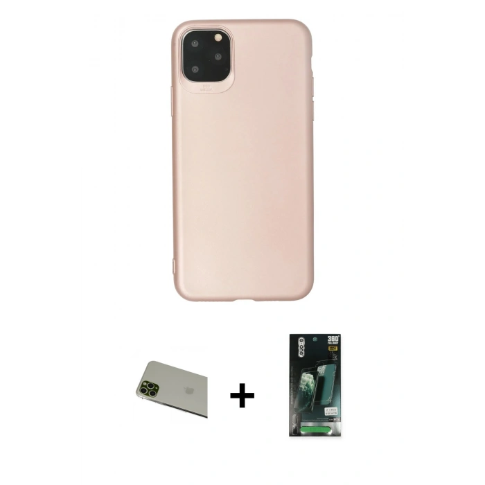 MARSİLYAN™- iPhone 11 Pro Max Kılıf Kozmos Yansıma Özel Seri - Siyah 360 Mat Full Body Arka Koruyucu + Rainbow Kamera Lens Koruma Cam - YL
