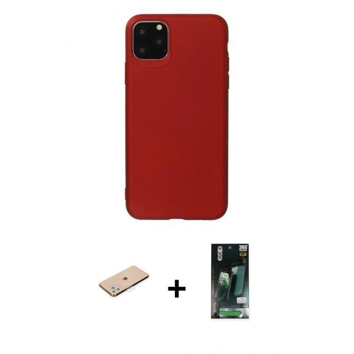 MARSİLYAN™- iPhone 11 Pro Max Kılıf Kozmos Yansıma Özel Seri - Siyah 360 Mat Full Body Arka Koruyucu + Renkli Kamera Lens Koruma Cam - YL
