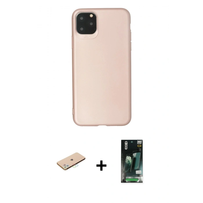 MARSİLYAN™- iPhone 11 Pro Max Kılıf Kozmos Yansıma Özel Seri - Siyah 360 Mat Full Body Arka Koruyucu + Renkli Kamera Lens Koruma Cam - MI