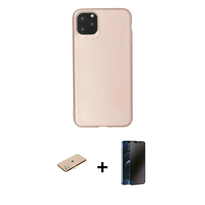 MARSİLYAN™- iPhone 11 Pro Max Kılıf Kozmos Yansıma Özel Seri - Siyah 3D Antistatik Hayalet Cam Ekran Koruyucu + Renkli Kamera Lens Koruma Cam - SI