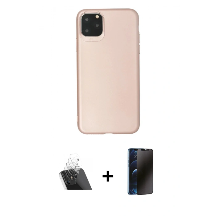 MARSİLYAN™- iPhone 11 Pro Max Kılıf Kozmos Yansıma Özel Seri - Siyah 3D Antistatik Hayalet Cam Ekran Koruyucu + Şeffaf Kamera Lens Koruma Cam