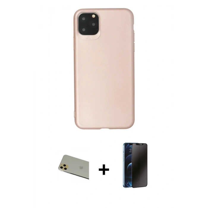 MARSİLYAN™- iPhone 11 Pro Max Kılıf Kozmos Yansıma Özel Seri - Siyah 3D Antistatik Hayalet Cam Ekran Koruyucu + Rainbow Kamera Lens Koruma Cam - GD