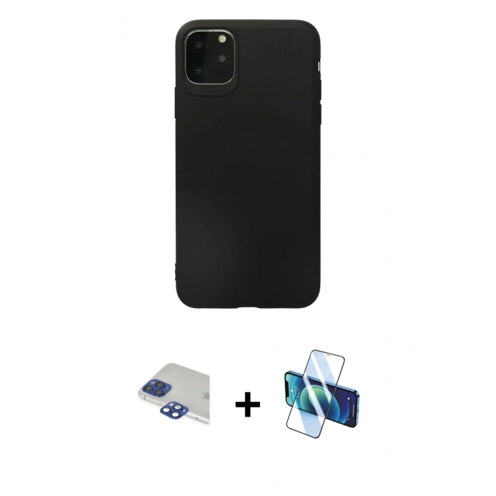 MARSİLYAN™- iPhone 11 Pro Max Kılıf Kozmos Yansıma Özel Seri - Siyah 3D Antistatik Seramik Nano Ekran Koruyucu + Pers Alüminyum Kamera Lens - LT