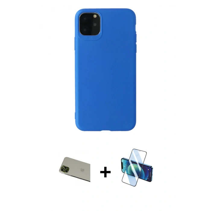 MARSİLYAN™- iPhone 11 Pro Max Kılıf Kozmos Yansıma Özel Seri - Siyah 3D Antistatik Seramik Nano Ekran Koruyucu + Rainbow Kamera Lens Koruma Cam - YL