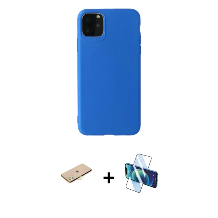 MARSİLYAN™- iPhone 11 Pro Max Kılıf Kozmos Yansıma Özel Seri - Siyah 3D Antistatik Seramik Nano Ekran Koruyucu + Renkli Kamera Lens Koruma Cam - SI