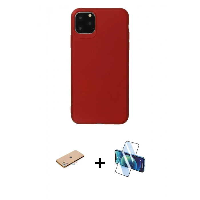 MARSİLYAN™- iPhone 11 Pro Max Kılıf Kozmos Yansıma Özel Seri - Siyah 3D Antistatik Seramik Nano Ekran Koruyucu + Renkli Kamera Lens Koruma Cam - PE
