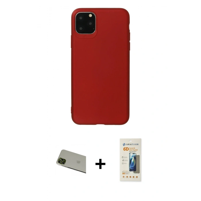 MARSİLYAN™- iPhone 11 Pro Max Kılıf Kozmos Yansıma Özel Seri - Siyah 6D Mat Seramik Hayalet Nano Ekran Koruyucu + Rainbow Kamera Lens Koruma Cam - YL