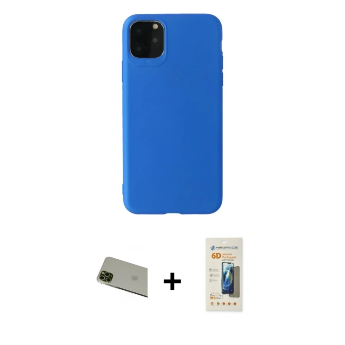 MARSİLYAN™- iPhone 11 Pro Max Kılıf Kozmos Yansıma Özel Seri - Siyah 6D Mat Seramik Hayalet Nano Ekran Koruyucu + Rainbow Kamera Lens Koruma Cam - YL