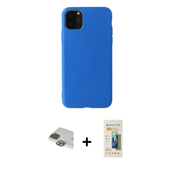 MARSİLYAN™- iPhone 11 Pro Max Kılıf Kozmos Yansıma Özel Seri - Siyah 6D Mat Seramik Hayalet Nano Ekran Koruyucu + Pers Alüminyum Kamera Lens - YL