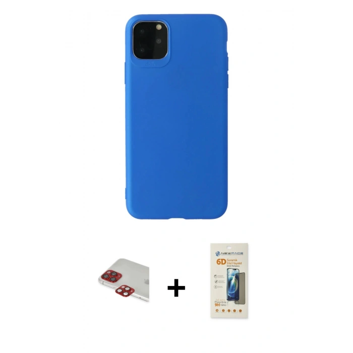 MARSİLYAN™- iPhone 11 Pro Max Kılıf Kozmos Yansıma Özel Seri - Siyah 6D Mat Seramik Hayalet Nano Ekran Koruyucu + Pers Alüminyum Kamera Lens - KI