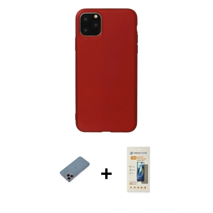 MARSİLYAN™- iPhone 11 Pro Max Kılıf Kozmos Yansıma Özel Seri - Siyah 6D Mat Seramik Hayalet Nano Ekran Koruyucu + Shine Kamera Lens Koruma Cam - PE