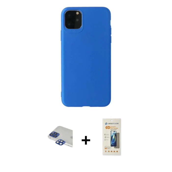 MARSİLYAN™- iPhone 11 Pro Max Kılıf Kozmos Yansıma Özel Seri - Siyah 6D Mat Seramik Hayalet Nano Ekran Koruyucu + Pers Alüminyum Kamera Lens - LT