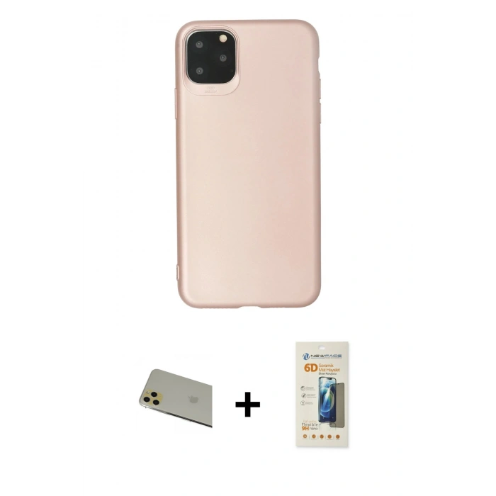 MARSİLYAN™- iPhone 11 Pro Max Kılıf Kozmos Yansıma Özel Seri - Siyah 6D Mat Seramik Hayalet Nano Ekran Koruyucu + Rainbow Kamera Lens Koruma Cam - GD