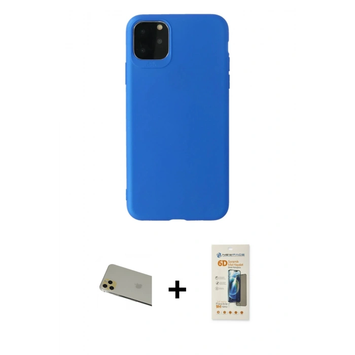MARSİLYAN™- iPhone 11 Pro Max Kılıf Kozmos Yansıma Özel Seri - Siyah 6D Mat Seramik Hayalet Nano Ekran Koruyucu + Rainbow Kamera Lens Koruma Cam - GD