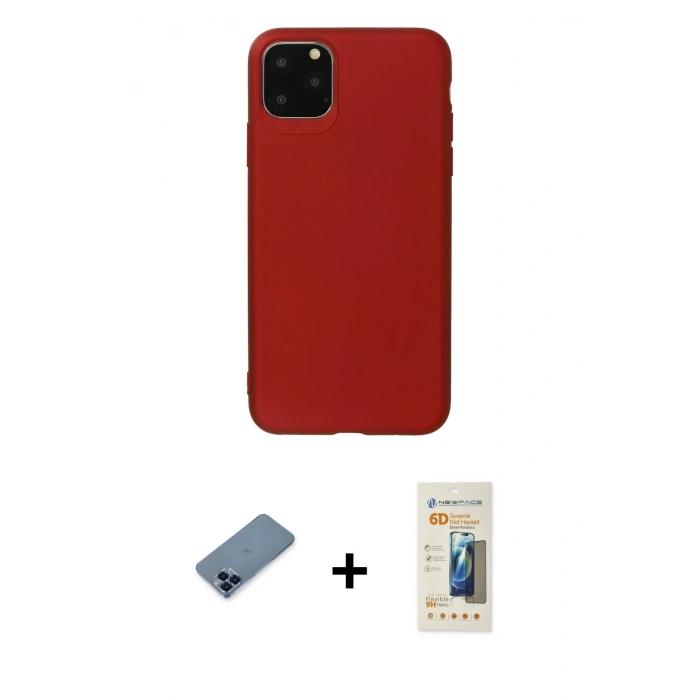 MARSİLYAN™- iPhone 11 Pro Max Kılıf Kozmos Yansıma Özel Seri - Siyah 6D Mat Seramik Hayalet Nano Ekran Koruyucu + Metal Kamera Lens Koruma Cam - MI