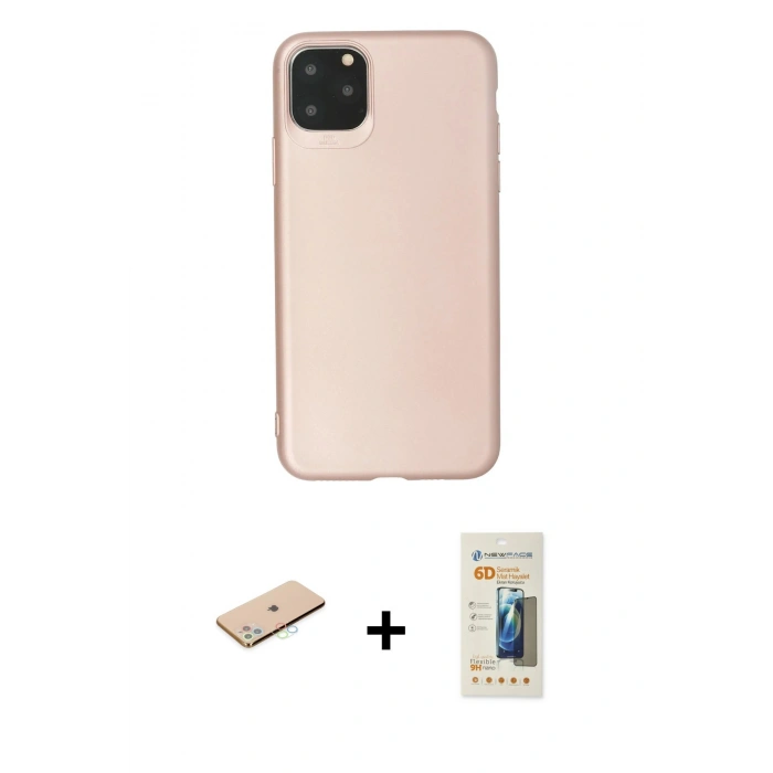 MARSİLYAN™- iPhone 11 Pro Max Kılıf Kozmos Yansıma Özel Seri - Siyah 6D Mat Seramik Hayalet Nano Ekran Koruyucu + Renkli Kamera Lens Koruma Cam - MI