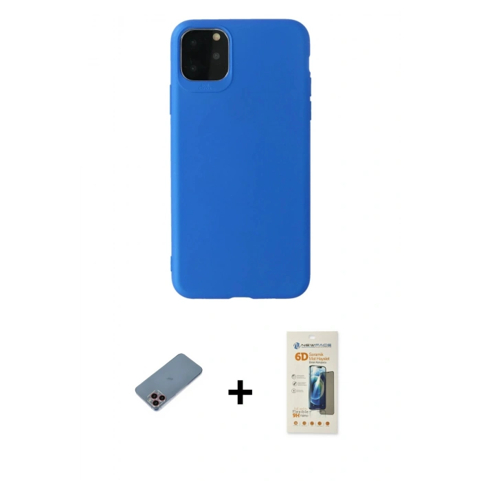 MARSİLYAN™- iPhone 11 Pro Max Kılıf Kozmos Yansıma Özel Seri - Siyah 6D Mat Seramik Hayalet Nano Ekran Koruyucu + Shine Kamera Lens Koruma Cam - PE