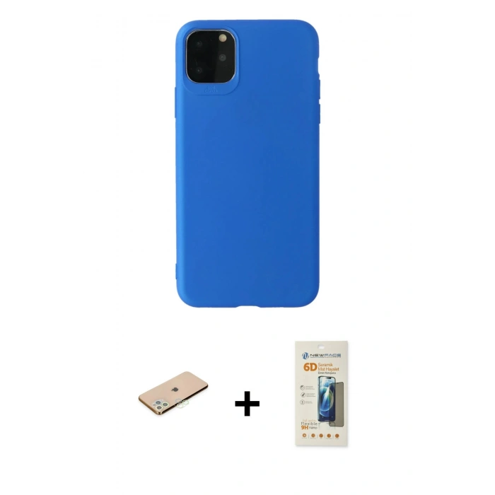 MARSİLYAN™- iPhone 11 Pro Max Kılıf Kozmos Yansıma Özel Seri - Siyah 6D Mat Seramik Hayalet Nano Ekran Koruyucu + Renkli Kamera Lens Koruma Cam - YL