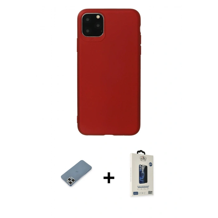 MARSİLYAN™- iPhone 11 Pro Max Kılıf Kozmos Yansıma Özel Seri - Siyah Bilvis Hayalet Cam Ekran Koruyucu + Gümüş Metal Kamera Lens Koruma Cam