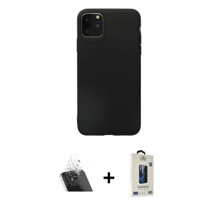 MARSİLYAN™- iPhone 11 Pro Max Kılıf Kozmos Yansıma Özel Seri - Siyah Bilvis Hayalet Cam Ekran Koruyucu + Kamera Lens Koruma Cam - SF